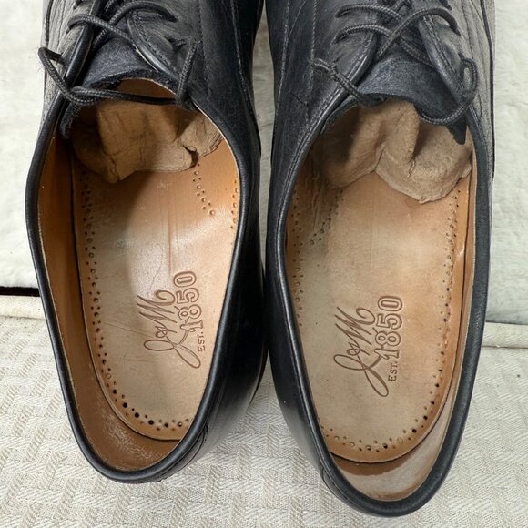 Johnston & Murphy Shoes Men's Size 10D Black Cap Toe Oxford Brogue Leather Dress - Picture 4 of 8
